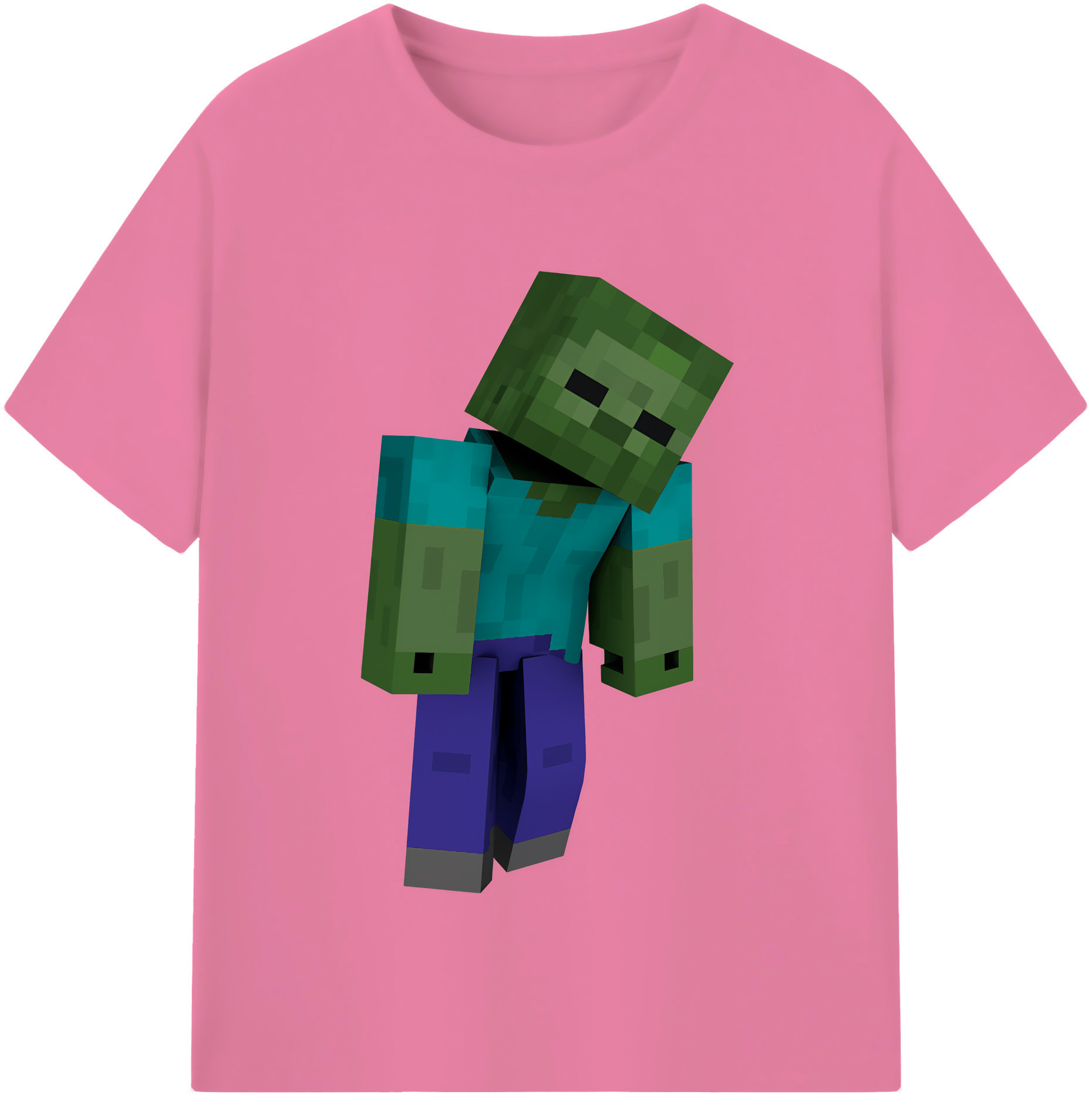 （画像用） マインクラフト ブロックの世界 Minecraft MC Block world 綿100％半袖Tシャツ（フロントプリント）